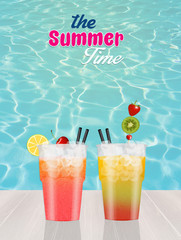 cocktail with fresh fruit in summer
