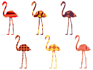 Flamingo pattern. Flamingo isolated. Set of vector illustrations