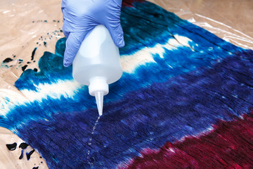 The process of hand-coloring thread