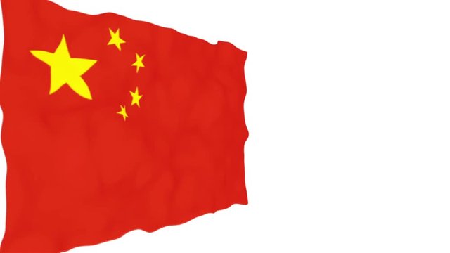 Isolated waving China national flag on white background