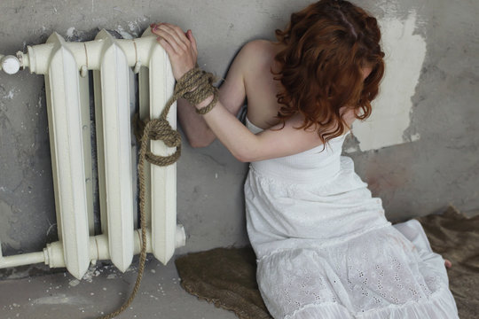 Girl Hands Bound Prisoner