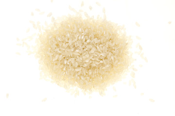 Heap of white rice, on white background