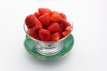 coupe de fraises fraîches