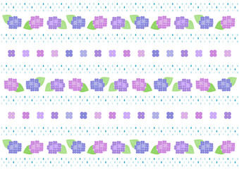 あじさいと雨の模様 背景イラスト