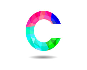 Colorful Low Poly C Logo Template