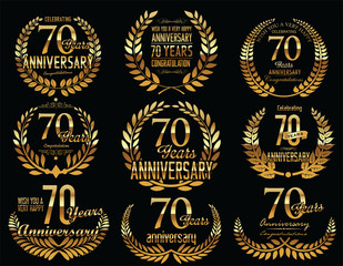 Anniversary Golden Laurel wreath retro vintage collection 70 years