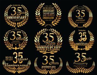 Anniversary Golden Laurel wreath retro vintage collection 35 years