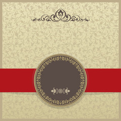 Vintage invitation card with Victorian ornaments in gold