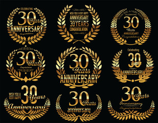 Anniversary Golden Laurel wreath retro vintage collection 30 years