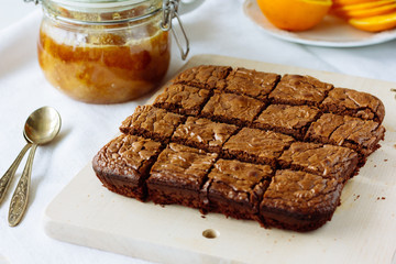 Cut chocolate brownie