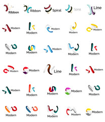 Set of abstract ribbon logo icons