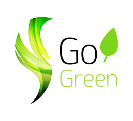 Abstract eco leag logo design made of color pieces - various geometric shapes