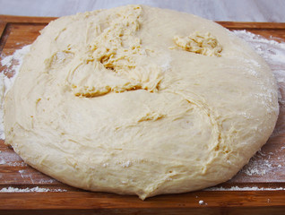 Home cooking freshly made pizza dough 