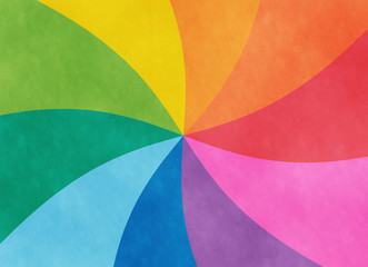 虹色アナログ風渦巻き背景イラスト素材　横方向・横長