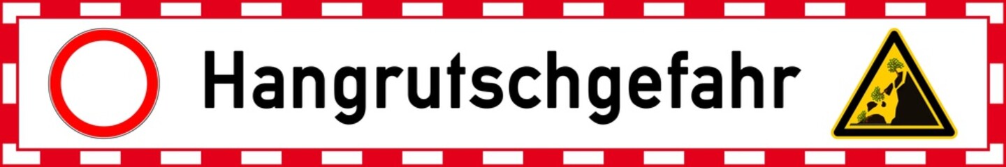 snr5 Schild-Neu-Rechteckig -  Hangrutschgefahr - Felsen rechts - 6zu1 g4362