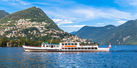Cruise ship in Lugano lake