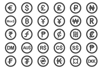 Currency symbol icons - Illustration