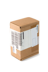 Corrugated cardboard box package isolated