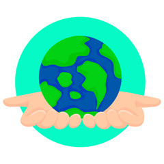 Vector Illustration of Hands Holding Globe