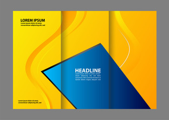 Brochure mock up design template for business, education, advertisement. Trifold booklet editable printable vector illustration. 
