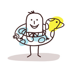 cartoon businessman with a duck buoy