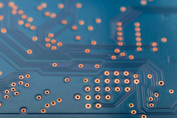 Geometry electronics, closeup of the blue circuit board