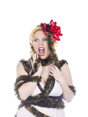 enraged lady in decorations