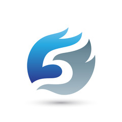 Obraz premium Letter S or Number Five Logo