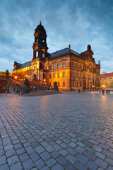 View of the higher regional court in the old town of Dresden, Germany.