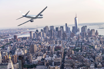 Plane over Manhattan, NYC