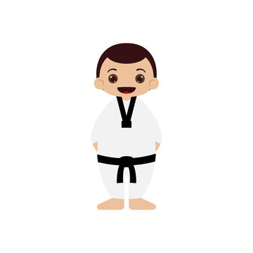 Cartoon Taekwondo Athlete Vector Illustration