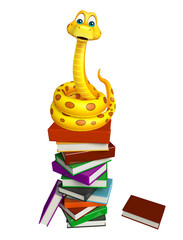 fun Snake cartoon character with book