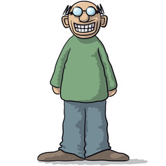 a character with a fake smile