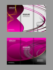 Vector empty tri-fold brochure print template design, trifold bright booklet or flyer
