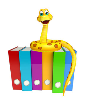 Snake cartoon character with files