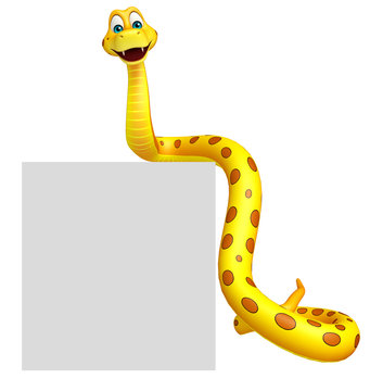 Snake cartoon character with board