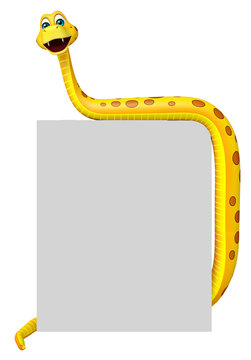Snake cartoon character with board
