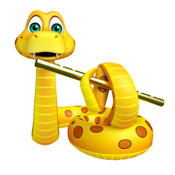 Snake cartoon character with flute
