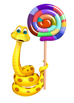 Snake cartoon character  with lollypop