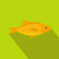 Yellow fish icon in flat style