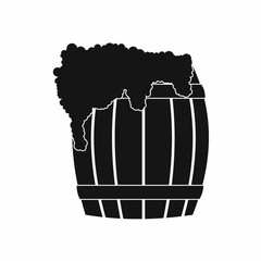 Wooden barrel of beer with froth icon simple style