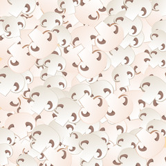 Texture with button mushroom design. Sliced button mushroom pattern. Vector Illustration