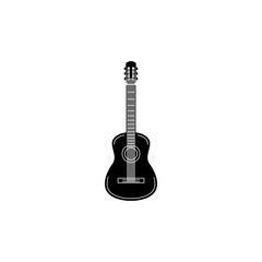 Acoustic guitar icon, black simple style