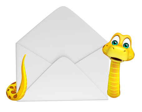 fun Snake cartoon character with mail