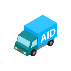 Car humanitarian aid icon, isometric 3d style