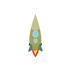 Green rocket with two portholes icon