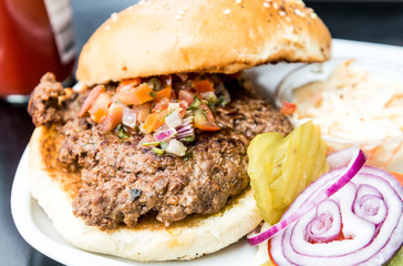 Cheese burger - American cheese burger with Golden French fries