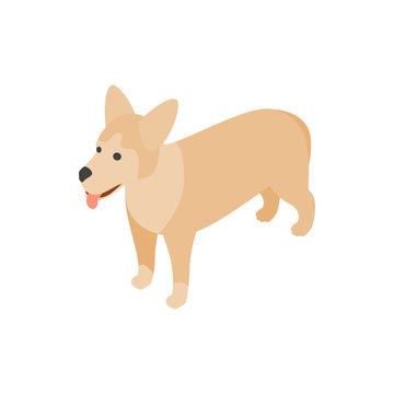 Mongrel dog icon, isometric 3d style