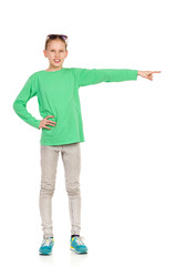 Smiling Girl Pointing