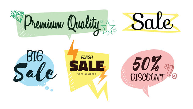 Vector set of talk and think bubbles sale , group of sale speech bubbles for business